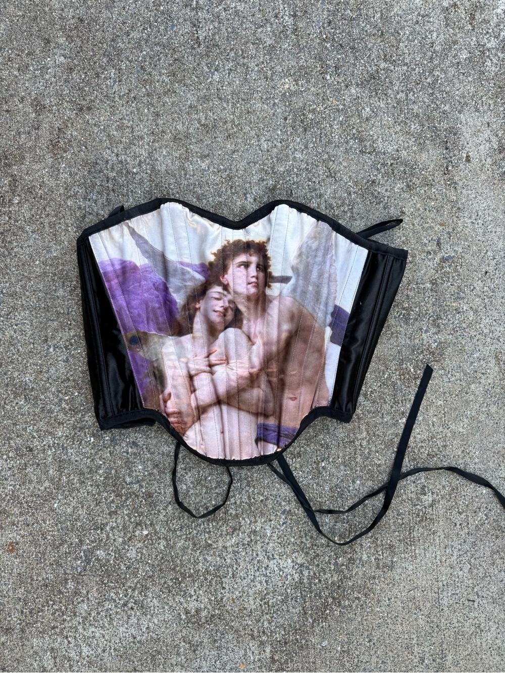 Limited edition Art Print Bustier Corset in Black and Lavender